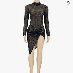 Sexy mock neck long sleeve dress